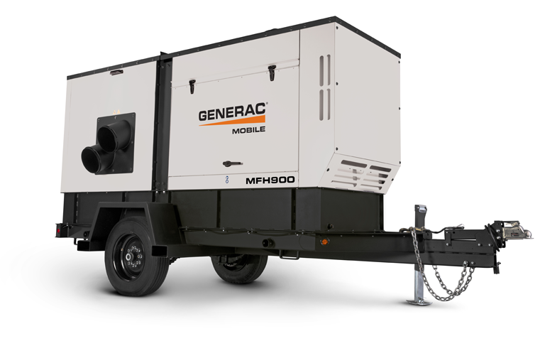 Generac flameless mobile diesel heater rated at 875,000 BTU per hour, EPA Final Tier 4 compliant